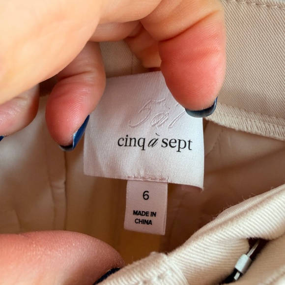 Cinq a Sept Women's Cream Wide-Leg double belt Pants - Picture 4 of 6